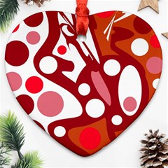 Red And White Decor Heart Ornament (2 Sides) by Valentinaart