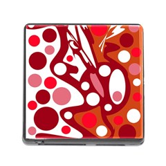 Red And White Decor Memory Card Reader (square) by Valentinaart