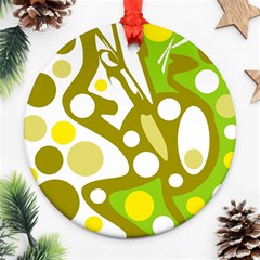 Green And Yellow Decor Ornament (round)  by Valentinaart