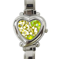 Green And Yellow Decor Heart Italian Charm Watch by Valentinaart