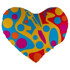 Colorful Decor Large 19  Premium Flano Heart Shape Cushions by Valentinaart