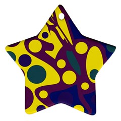 Deep Blue And Yellow Decor Ornament (star)  by Valentinaart