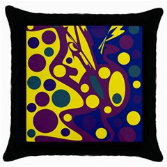 Deep Blue And Yellow Decor Throw Pillow Case (black) by Valentinaart