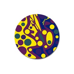 Deep Blue And Yellow Decor Magnet 3  (round) by Valentinaart