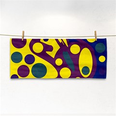 Deep Blue And Yellow Decor Hand Towel by Valentinaart