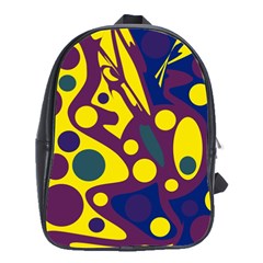 Deep Blue And Yellow Decor School Bags(large)  by Valentinaart