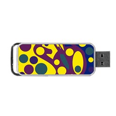 Deep Blue And Yellow Decor Portable Usb Flash (two Sides) by Valentinaart