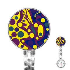 Deep Blue And Yellow Decor Stainless Steel Nurses Watch by Valentinaart