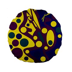 Deep Blue And Yellow Decor Standard 15  Premium Flano Round Cushions by Valentinaart