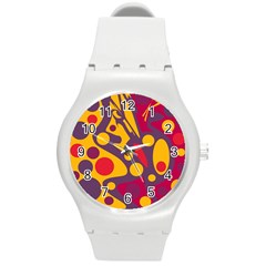 Colorful Chaos Round Plastic Sport Watch (m) by Valentinaart