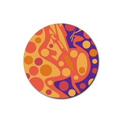 Orange And Blue Decor Rubber Coaster (round)  by Valentinaart