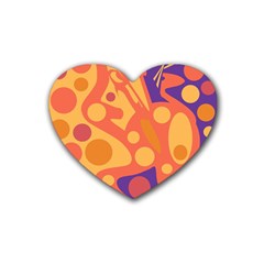 Orange And Blue Decor Rubber Coaster (heart)  by Valentinaart