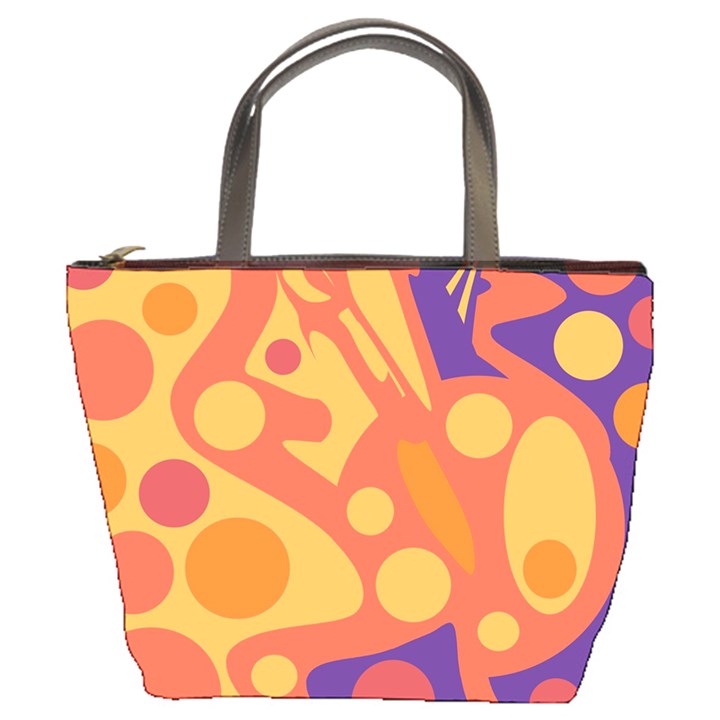 Orange and blue decor Bucket Bags