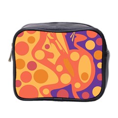 Orange And Blue Decor Mini Toiletries Bag 2-side by Valentinaart