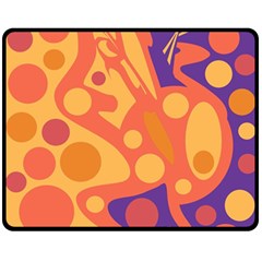 Orange And Blue Decor Double Sided Fleece Blanket (medium)  by Valentinaart