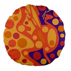 Orange And Blue Decor Large 18  Premium Flano Round Cushions by Valentinaart