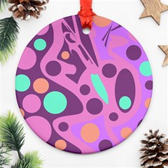 Purple And Green Decor Ornament (round)  by Valentinaart