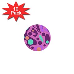 Purple And Green Decor 1  Mini Buttons (10 Pack)  by Valentinaart