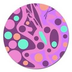 Purple And Green Decor Magnet 5  (round) by Valentinaart