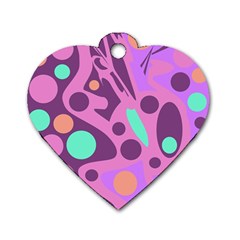 Purple And Green Decor Dog Tag Heart (two Sides) by Valentinaart