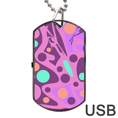 Purple And Green Decor Dog Tag Usb Flash (one Side) by Valentinaart