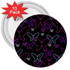 Purple Butterflies Pattern 3  Buttons (10 Pack)  by Valentinaart