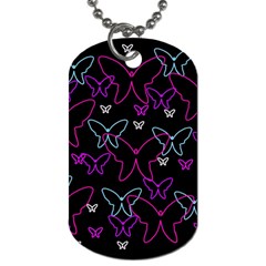 Purple Butterflies Pattern Dog Tag (one Side) by Valentinaart