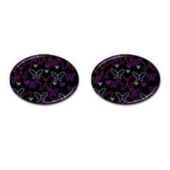 Purple Butterflies Pattern Cufflinks (oval) by Valentinaart