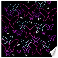 Purple Butterflies Pattern Canvas 16  X 16   by Valentinaart