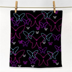 Purple Butterflies Pattern Face Towel by Valentinaart