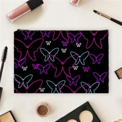 Purple Butterflies Pattern Cosmetic Bag (large)  by Valentinaart