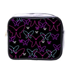 Purple Butterflies Pattern Mini Toiletries Bags by Valentinaart