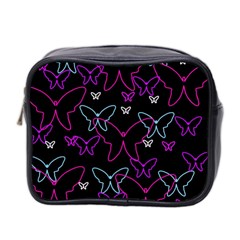 Purple Butterflies Pattern Mini Toiletries Bag 2-side by Valentinaart