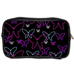 Purple Butterflies Pattern Toiletries Bags 2-side by Valentinaart