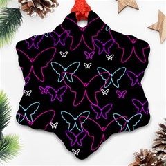 Purple Butterflies Pattern Ornament (snowflake)  by Valentinaart