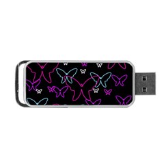 Purple Butterflies Pattern Portable Usb Flash (one Side) by Valentinaart