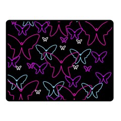 Purple Butterflies Pattern Double Sided Fleece Blanket (small)  by Valentinaart