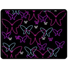 Purple Butterflies Pattern Double Sided Fleece Blanket (large)  by Valentinaart