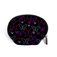 Purple Butterflies Pattern Accessory Pouches (small)  by Valentinaart