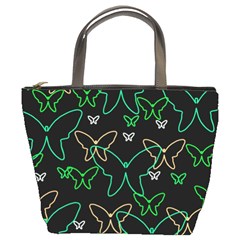 Green Butterflies Bucket Bags by Valentinaart