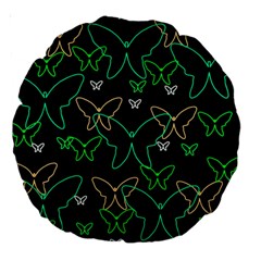 Green Butterflies Large 18  Premium Round Cushions by Valentinaart