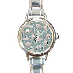 Bear Ruding Unicycle Unique Pop Art All Over Print Round Italian Charm Watch