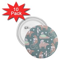 Bear Ruding Unicycle Unique Pop Art All Over Print 1.75  Buttons (10 pack)