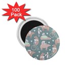 Bear Ruding Unicycle Unique Pop Art All Over Print 1.75  Magnets (100 pack)  Front