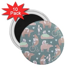 Bear Ruding Unicycle Unique Pop Art All Over Print 2.25  Magnets (10 pack) 