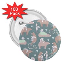 Bear Ruding Unicycle Unique Pop Art All Over Print 2.25  Buttons (100 pack) 