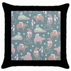 Bear Ruding Unicycle Unique Pop Art All Over Print Throw Pillow Case (Black)