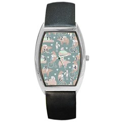 Bear Ruding Unicycle Unique Pop Art All Over Print Barrel Style Metal Watch