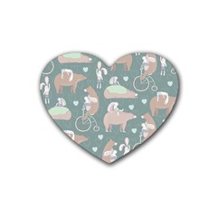 Bear Ruding Unicycle Unique Pop Art All Over Print Rubber Coaster (heart)  by CraftyLittleNodes