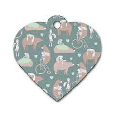 Bear Ruding Unicycle Unique Pop Art All Over Print Dog Tag Heart (Two Sides)